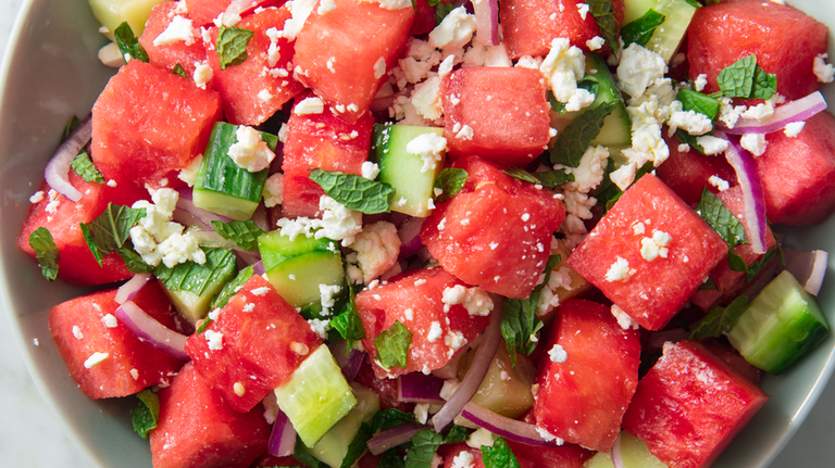 Watermelon, Feta And Mint Salad