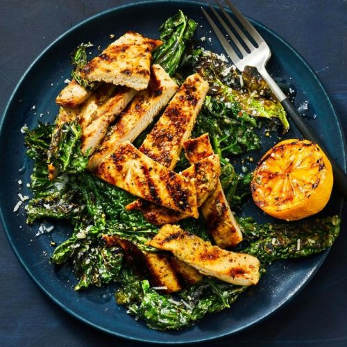 Grilled Lemony Chicken And Kale