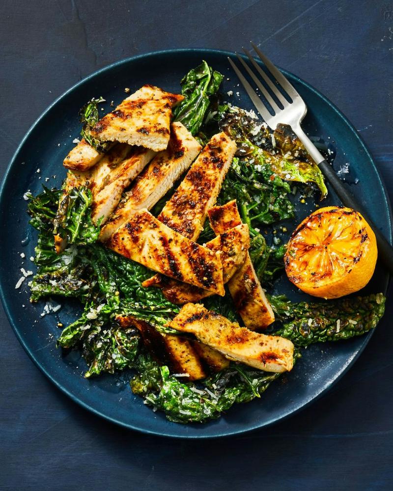 Grilled Lemony Chicken And Kale