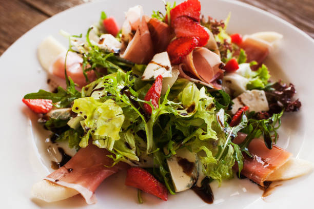 Caprese Salad with Balsamic Glaze and Crispy Prosciutto